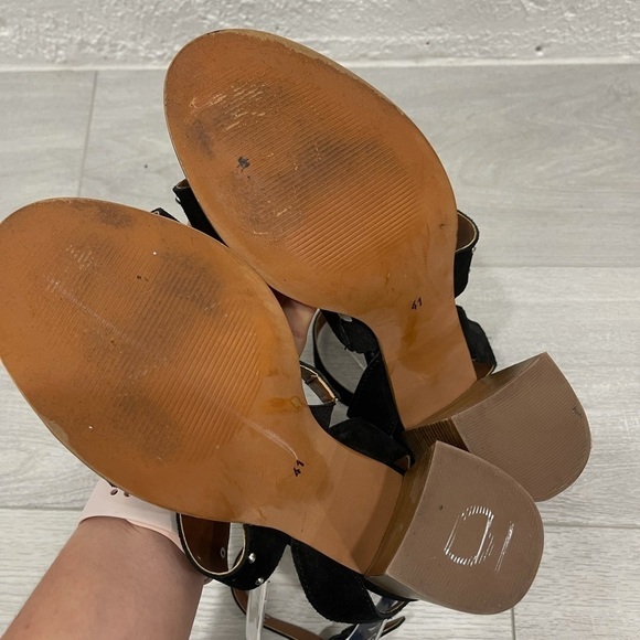 Asos Black Block Heel Studded Ankle Strap Sandals - Picture 8 of 8